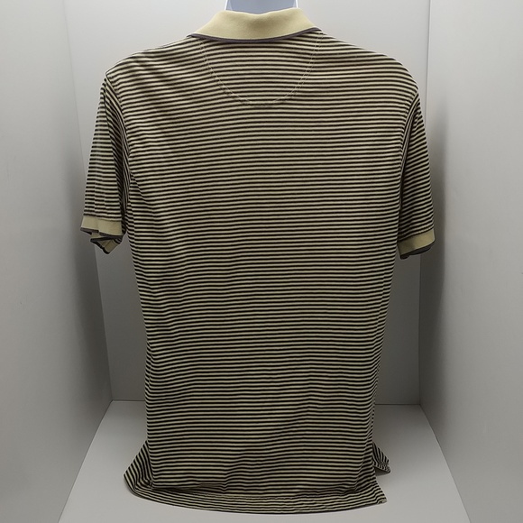 Dockers Khakiware men's short sleeve polo shirt large blue/yellow stripes - Picture 4 of 12